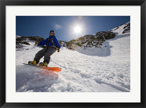Framed Snowboarder in Tuckerman Ravine, White Mountains National Forest, New Hampshire Print