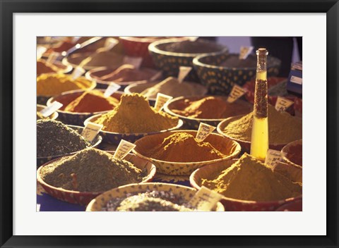 Framed Morning Market Scene in Old Town Nice, France Print