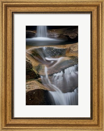 Framed New Hampshire, White Mountains National Forest. Detail of Sabbaday Falls. Print