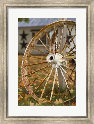 Framed New Hampshire, Lake Winnipesaukee, Moultonborough, old wagon wheel Print