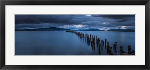 Framed Snowcapped Mountain and Lake at Dusk, Patagonia, Chile Print