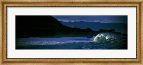 Framed Waves in Waimea Bay, Oahu, Hawaii Print