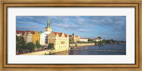 Framed Waterfront, Prague, Czech Republic Print