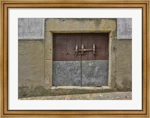 Framed Wooden Door, San Martin de Trevejo, Spain Print