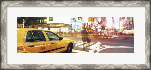 Framed Blurred Traffic in Times Square, New York City Print