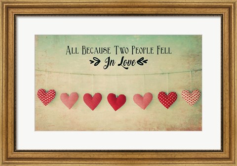 Framed Two People Fell in Love Cotton Hearts Print