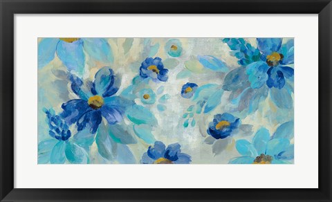 Framed Blue Flowers Whisper I Print