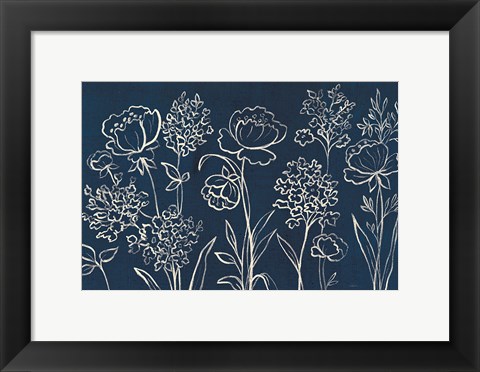 Framed Indigo Floral I Print