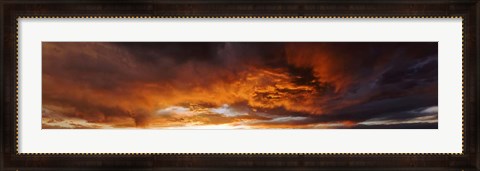 Framed Red Sky Stormy Sunset  in Taos, New Mexico Print