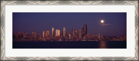 Framed Seattle Skyline at Night, Seattle Print