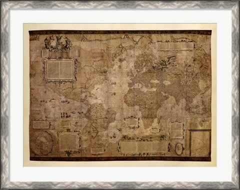 Framed Map of the World, c.1500&#39;s (antique style) Print