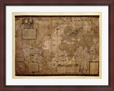 Framed Map of the World, c.1500&#39;s (antique style) Print