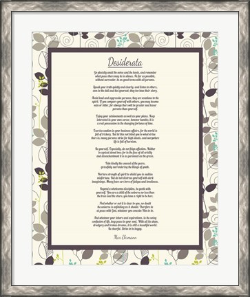 Framed Desiderata Leaf Pattern Frame Light Print