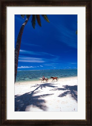Framed Palm Trees and Horses, Tambua Sands, Coral Coast, Fiji Print