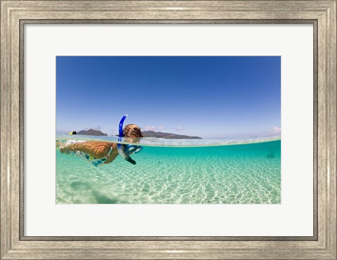 Framed Woman snorkeling, Beqa Island, Fiji Print