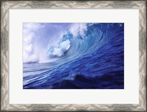 Framed Surfing waves, Fiji Islands Print