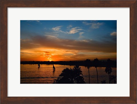 Framed Falukas and sightseers, Nile River, Luxor, ancient Thebes Print