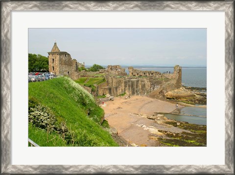 Framed Coastline Beach and Ruins of St Andrews, Scotland Print