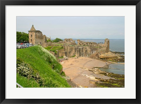 Framed Coastline Beach and Ruins of St Andrews, Scotland Print