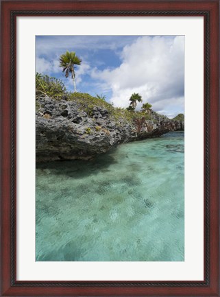 Framed Scenic lagoon located inside volcanic caldera, Fiji Print