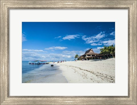 Framed Beach restaurant on Beachcomber Island, Mamanucas Islands, Fiji, South Pacific Print