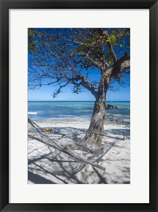 Framed Hammock on the beach of a resort, Nacula Island, Yasawa, Fiji, South Pacific Print