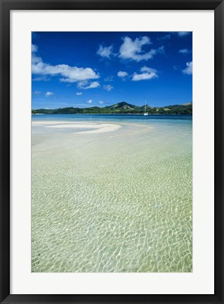 Framed Turquoise water at the Nanuya Lailai island, the blue lagoon, Yasawa, Fiji, South Pacific Print