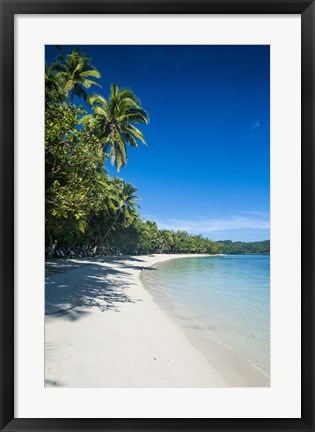 Framed White sand beach and water at the Nanuya Lailai island, the blue lagoon, Fiji Print