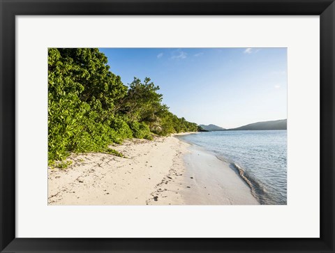 Framed White sandy beach, Fiji Print