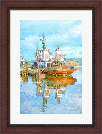 Framed Harbor Tug Print