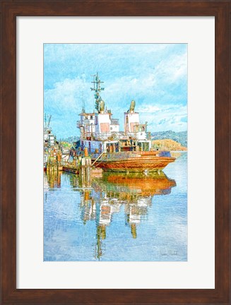 Framed Harbor Tug Print
