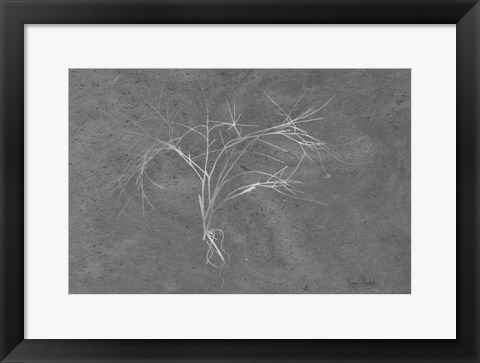 Framed Twiggy Algae Silver on Black Print
