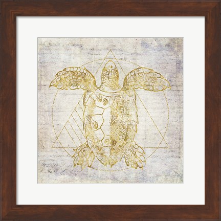 Framed Turtle Geometric Gold Print