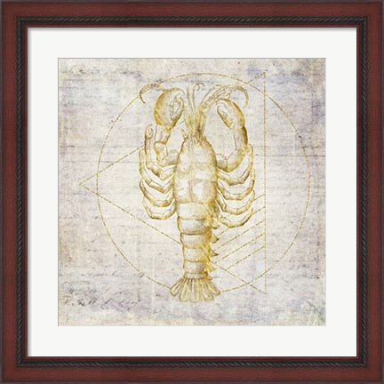 Framed Lobster Geometric Gold Print