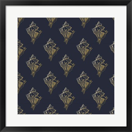 Framed Gold Shell Pattern Print