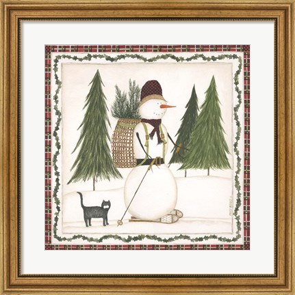 Framed Cross Country Snowman Print