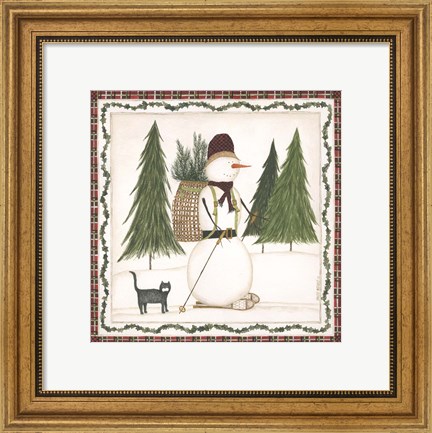 Framed Cross Country Snowman Print