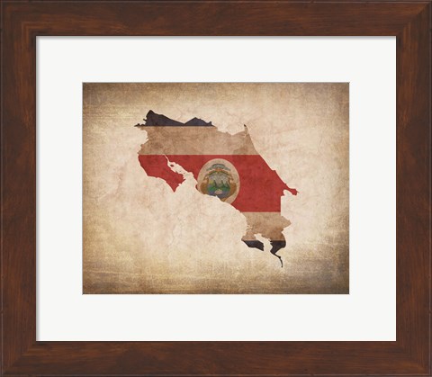 Framed Map with Flag Overlay Costa Rica Print