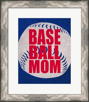 Framed Baseball Mom In Blue Print