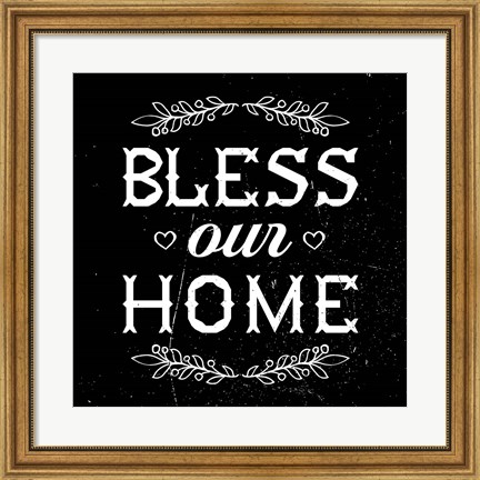 Framed Bless Our Home-Black Print