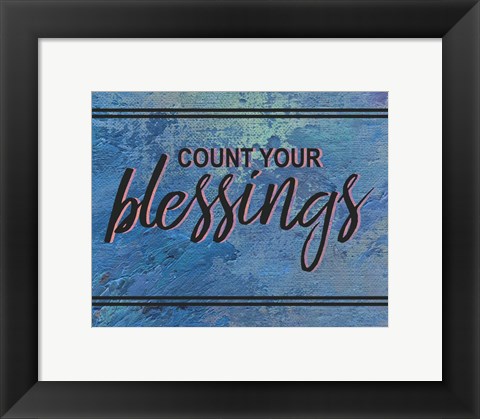 Framed Count Your Blessing-Blue Print