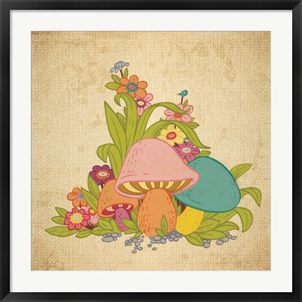 Framed Colorful Mushrooms Print