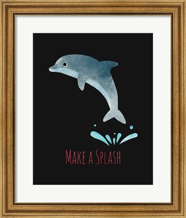 Framed Make a Splash Dolphin Black Print