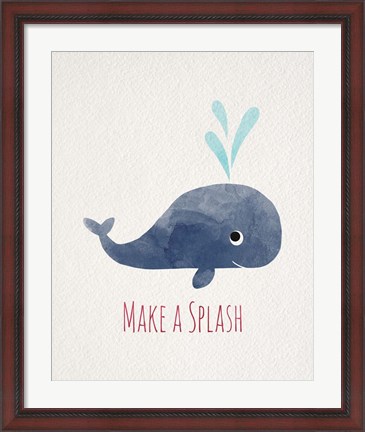 Framed Make a Splash Whale White Print