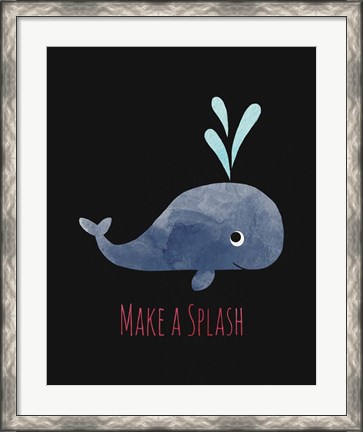 Framed Make a Splash Whale Black Print