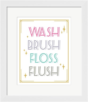 Framed Wash Brush Floss Flush Shark Pink Part II Print