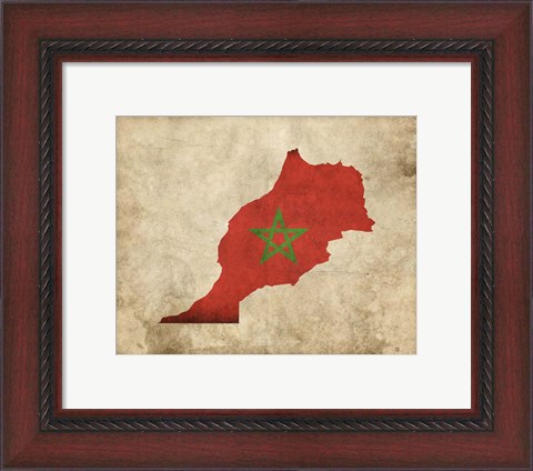 Framed Map with Flag Overlay Morocco Print
