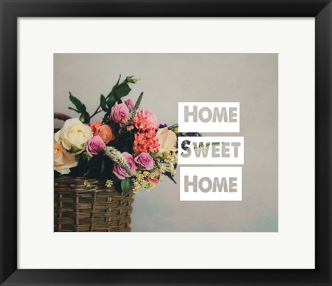 Framed Home Sweet Home Flower Basket Color Print