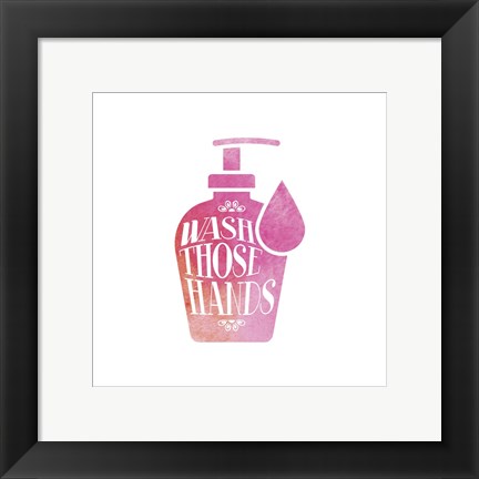Framed Wash Those Hands Watercolor Silhouette Print