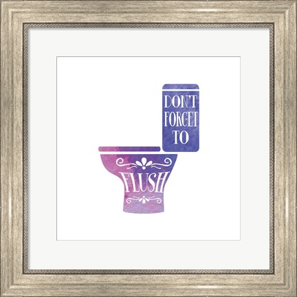 Framed Don&#39;t Forget to Flush Watercolor Silhouette Print